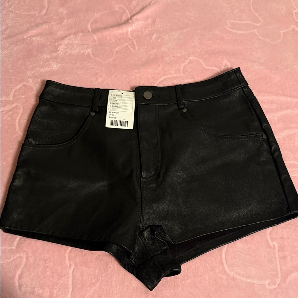 BDG High Waist Black Leather Shorts